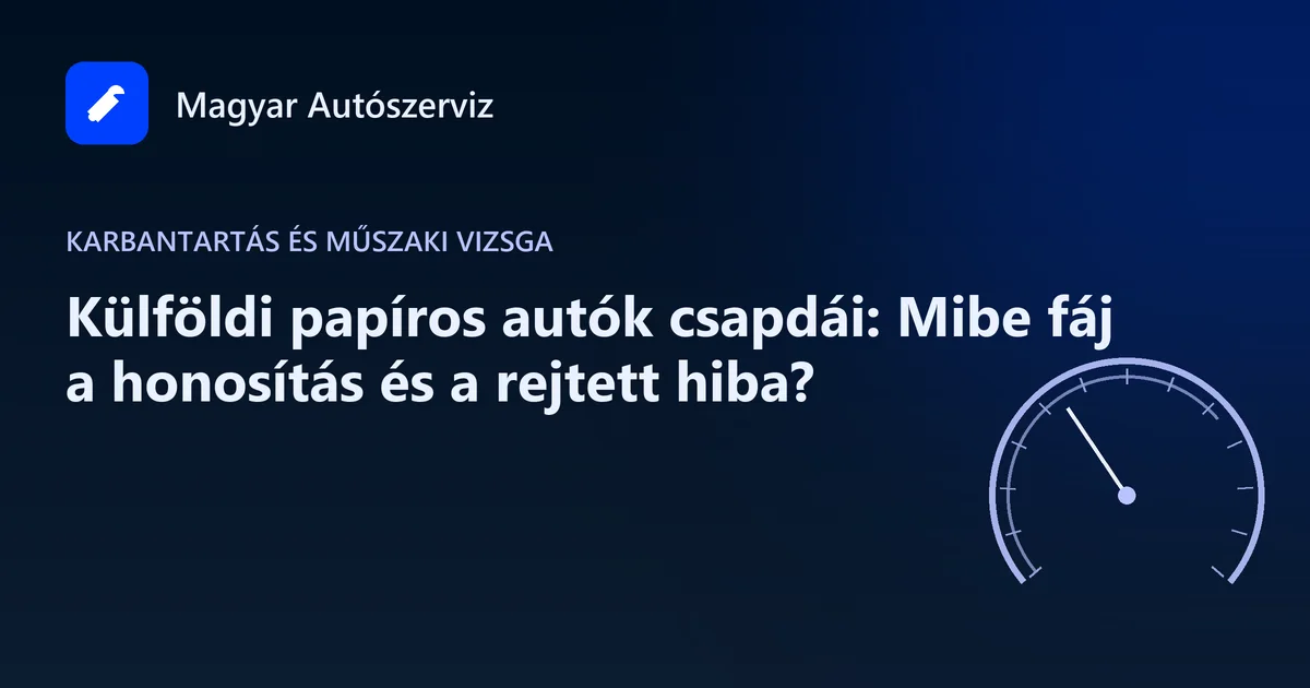 Külföldi papíros autók csapdái: Mibe fáj a honosítás és a rejtett hiba? - Karbantartás és műszaki vizsga